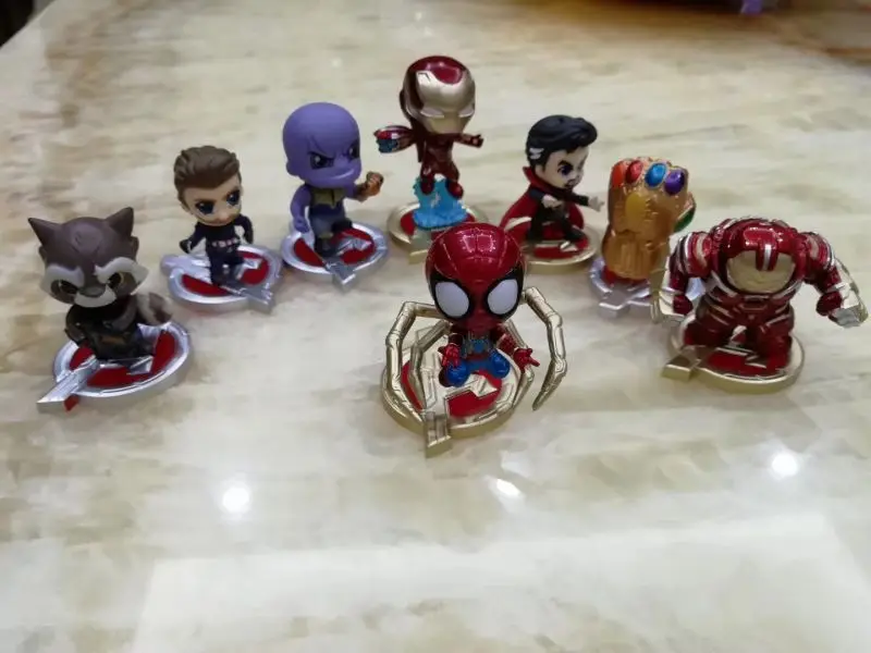 8 шт./компл. Marvel Мстители Бесконечность война Милый Железный Паук халкбастер