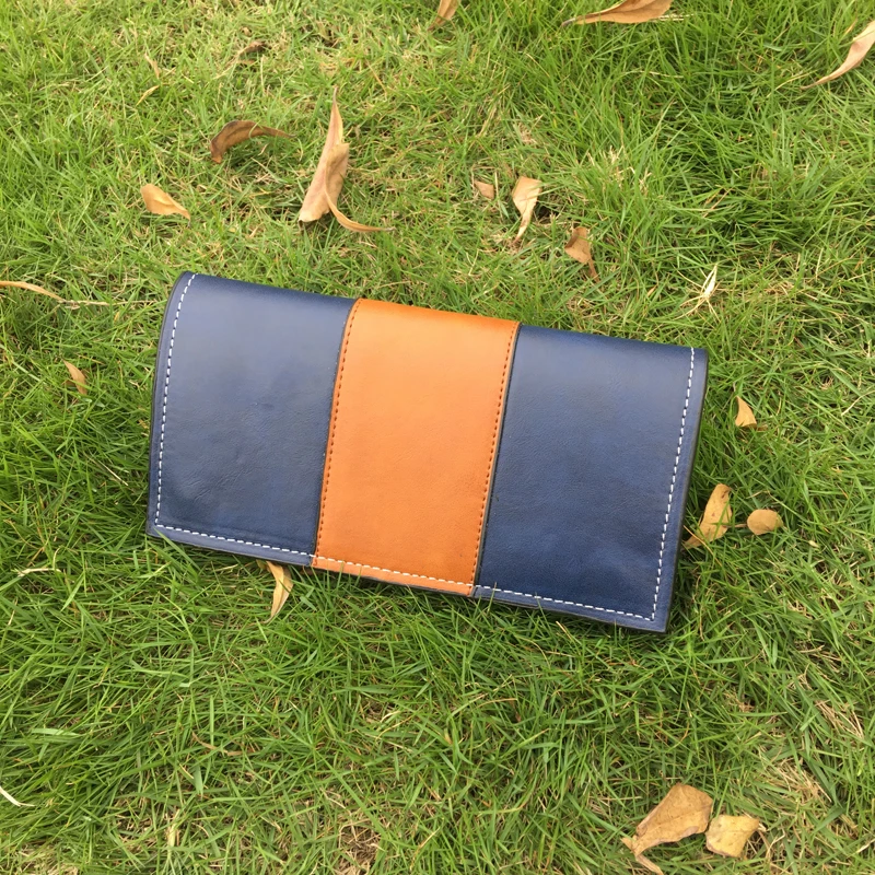 5 шт. ПУ верблюжий и черный контрастный кошелек Веганский кожаный бумажник