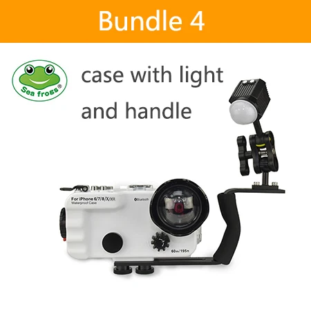 white case w light Seafrogs 60 m/195ft 4,7 ''Bluetooth водонепроницаемый корпус Дайвинг чехол для телефона чехол сумка для iPhone X/6/7/8/XR подводный чехол для телефона - Цвет: white case w light
