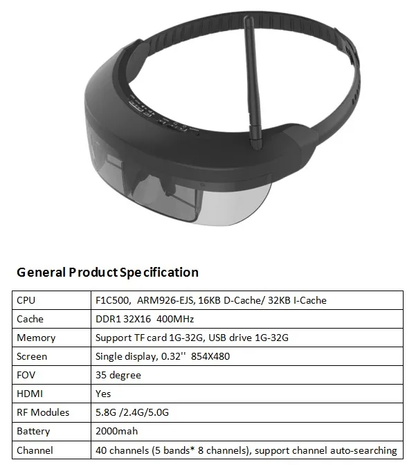 3D 5 8G 40 каналов 98 дюймов ЖК дисплей погружные очки FPV Бинокулярные для очков