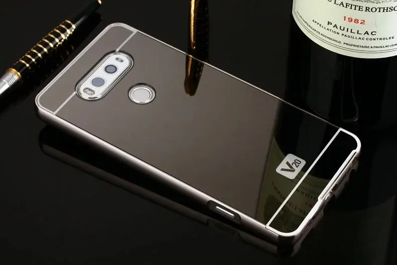 Rose Gold Mirror Cases with Luxury Alumimum Metal Frame Cover for LG V10, V20, and V30 image 3