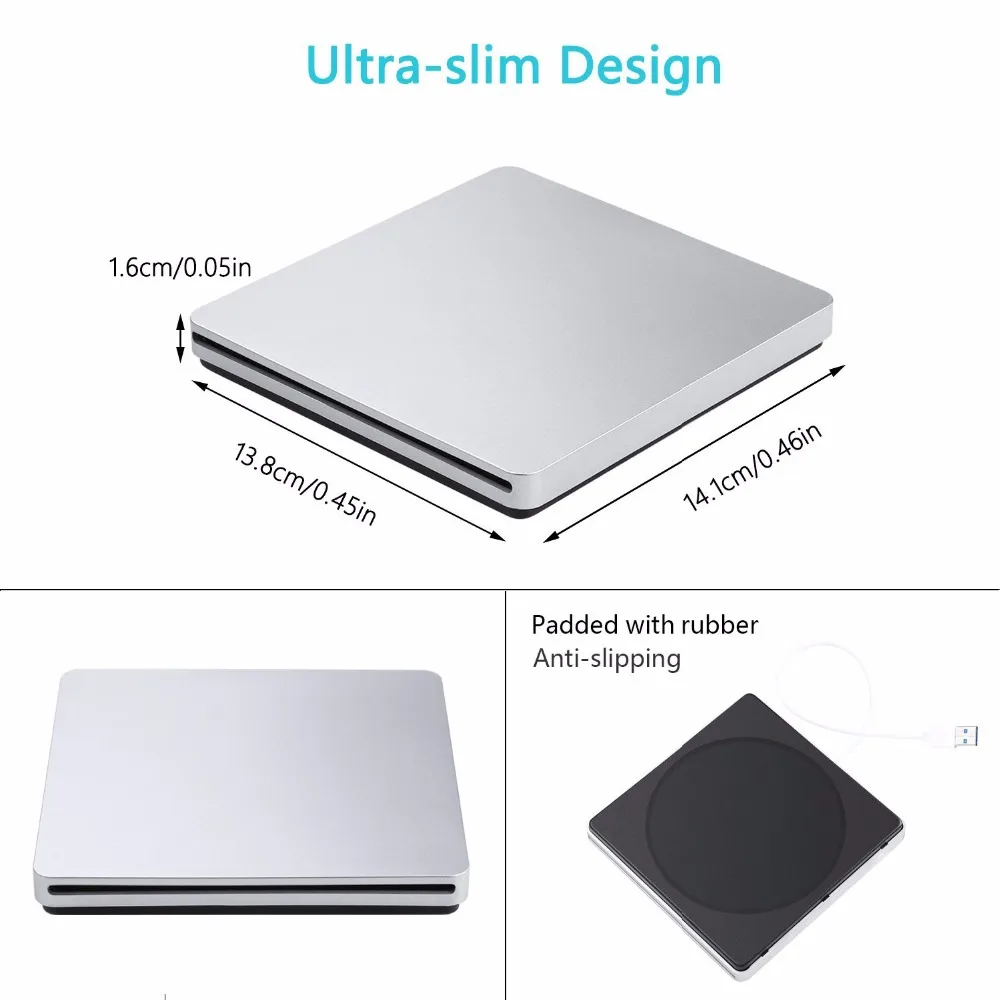 Внешний тонкий DVD накопитель USB 3 0 портативный привод для Samsung Asus Dell HP ACER Lenovo Toshiba
