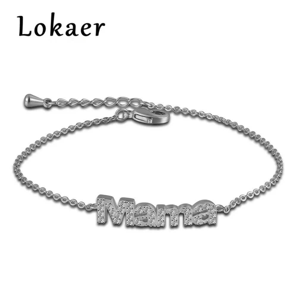 Lokaer, Модный женский простой дизайн, Классические стразы, браслет для мамы, ювелирные изделия, подарок для Mather Pulsera - Окраска металла: Платиновое покрытие
