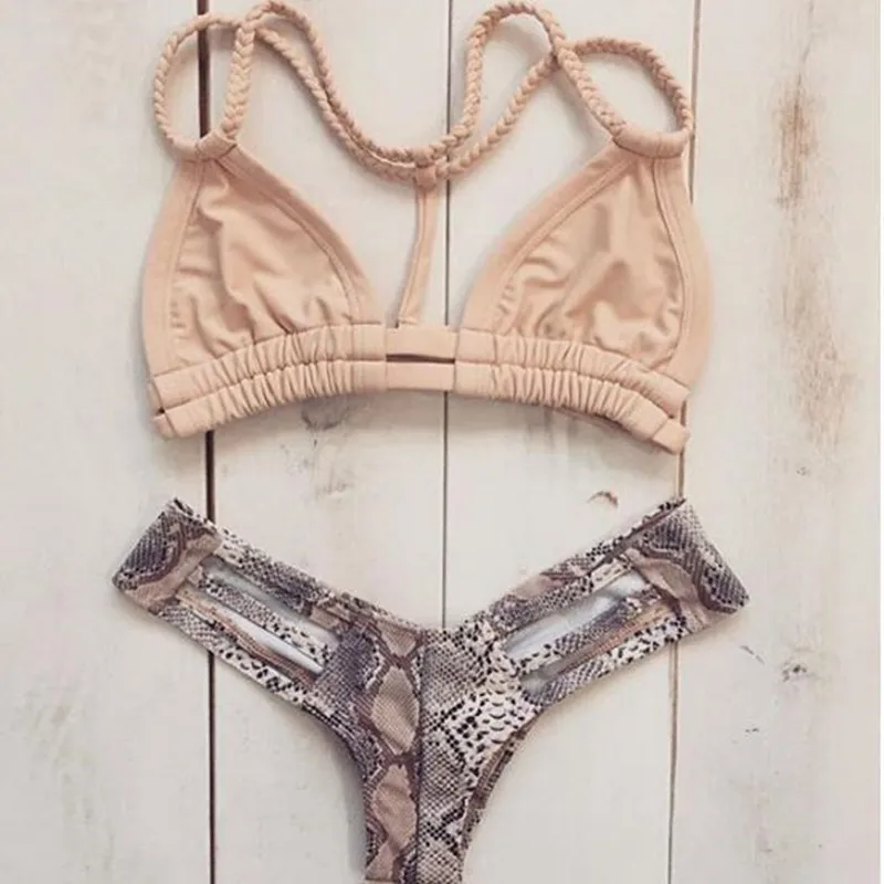 Женский купальник бикини пуш-ап змеиная кожа ретро пляжная одежда Badpak Dames