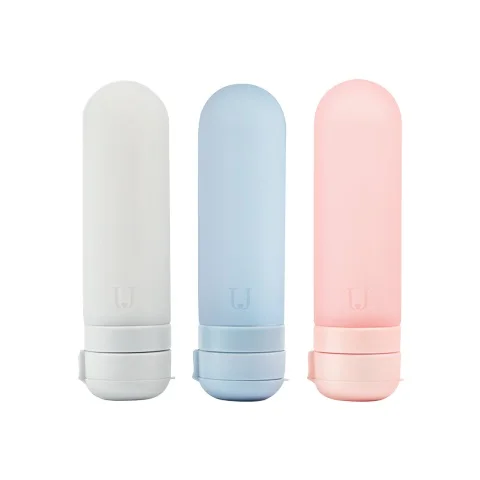 3 pcs 1 Set Xiaomi Youpin U путешествия Sub бутылка силиконовый портативный легкий мягкий приятный для кожи полезный, безопасный 50 мл x 3 шт синий розовый серый - Цвет: 3 pcs 1 Set