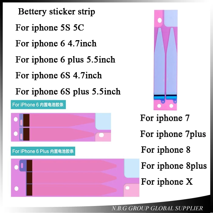 100 шт./лот для iphone X клейкая лента корпуса аккумулятора iPhone 5s/5c 6 6s Plus 7 8 запасная