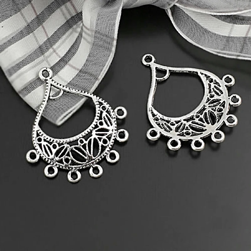 Antique Silver 30481) 20 шт 34x30 мм античный бронзового цвета из цинкового сплава в форме капли серьги соединитель Подвески Diy ювелирных изделий Аксессуары оптом - Цвет: Antique Silver