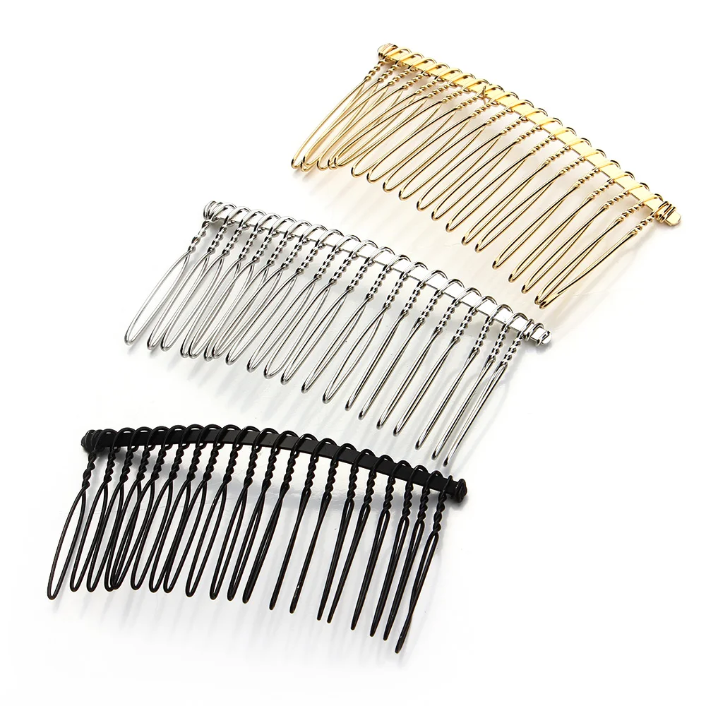 

6pcs/lot 10-20 Teeth Metal Hair Combs Claw Hairpins Black/Gold/Rhodium Color For Wedding Jewelry Making Findings Components Comb
