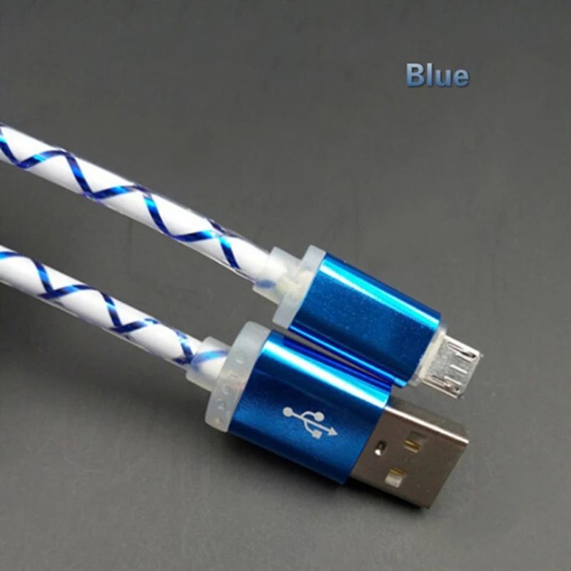Кабель Micro USB для телефона Видимый светодиодный светильник микро зарядный кабель