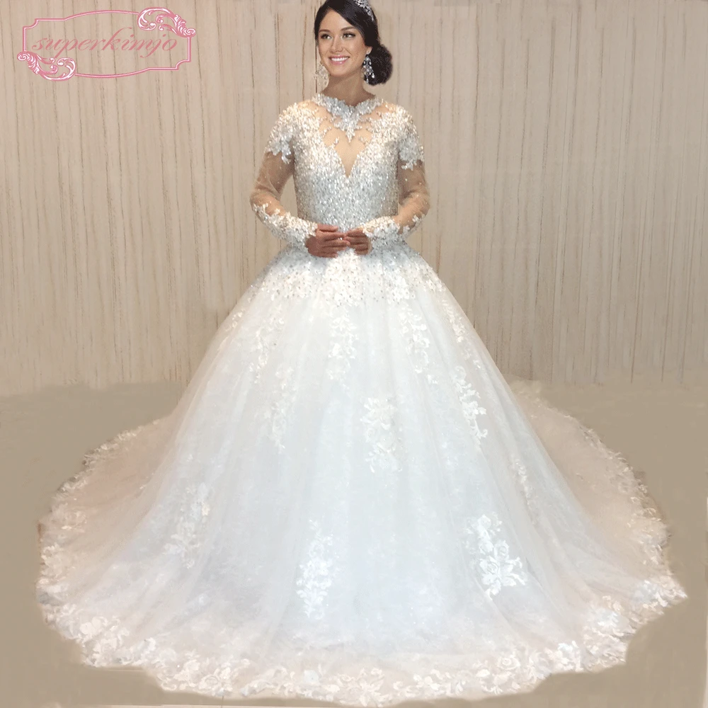 SuperKimJo Vestido De Noiva 2018 настоящие фото свадебные платья со стразами роскошный длинный