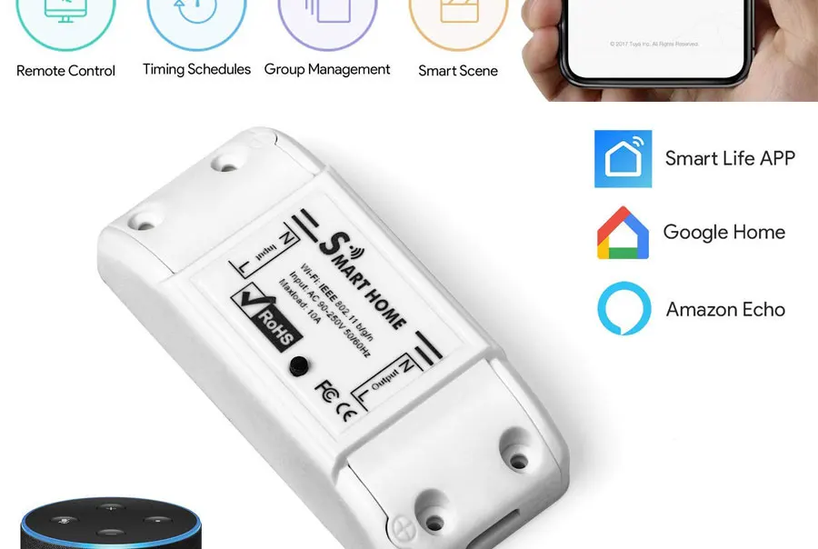 Urgrico Tuya Wifi умный переключатель DIY Беспроводной Дистанционный светильник интеллектуальное реле для домашней автоматизации модуль управления работа с Alexa/Google