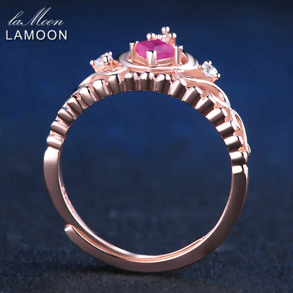 Кольцо LAMOON из серебра 925 пробы с натуральным Рубином 100% карата | Украшения и