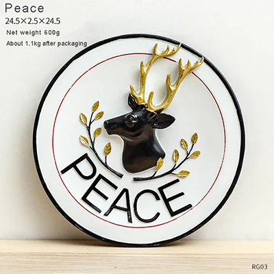 peace Креативная декоративная тарелка из смолы для гостиной, спальни, коридора, настенная подвеска с игрушечным лосем, картина, декоративная доска, ремесла, украшения-60140 - Цвет: peace