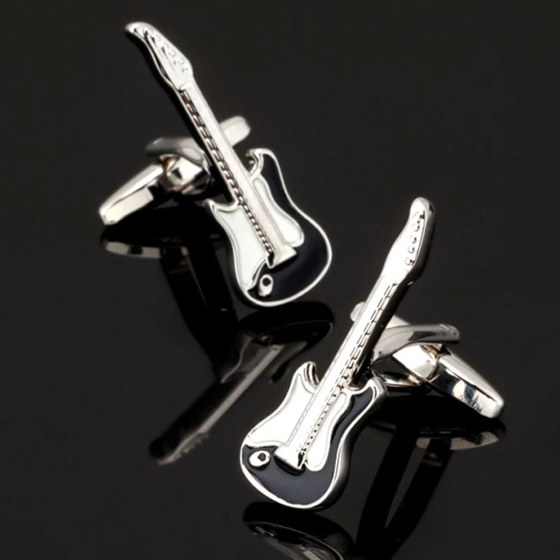 

Бесплатная доставка, новые модные мужские запонки для рубашки, рок запонки «гитара», Эксклюзивные Дизайнерские музыкальные украшения, пода...