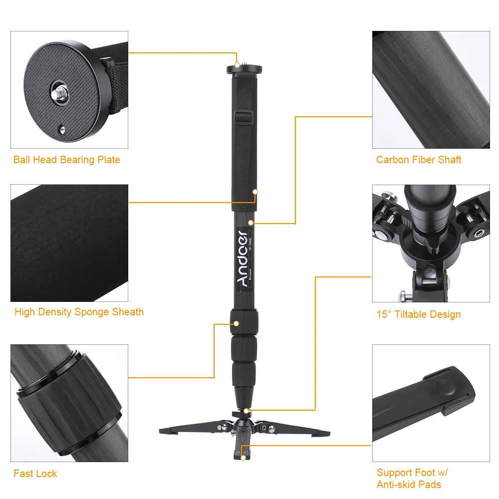 Портативный штатив Andoer из углеродного волокна для камеры монопод цифровой