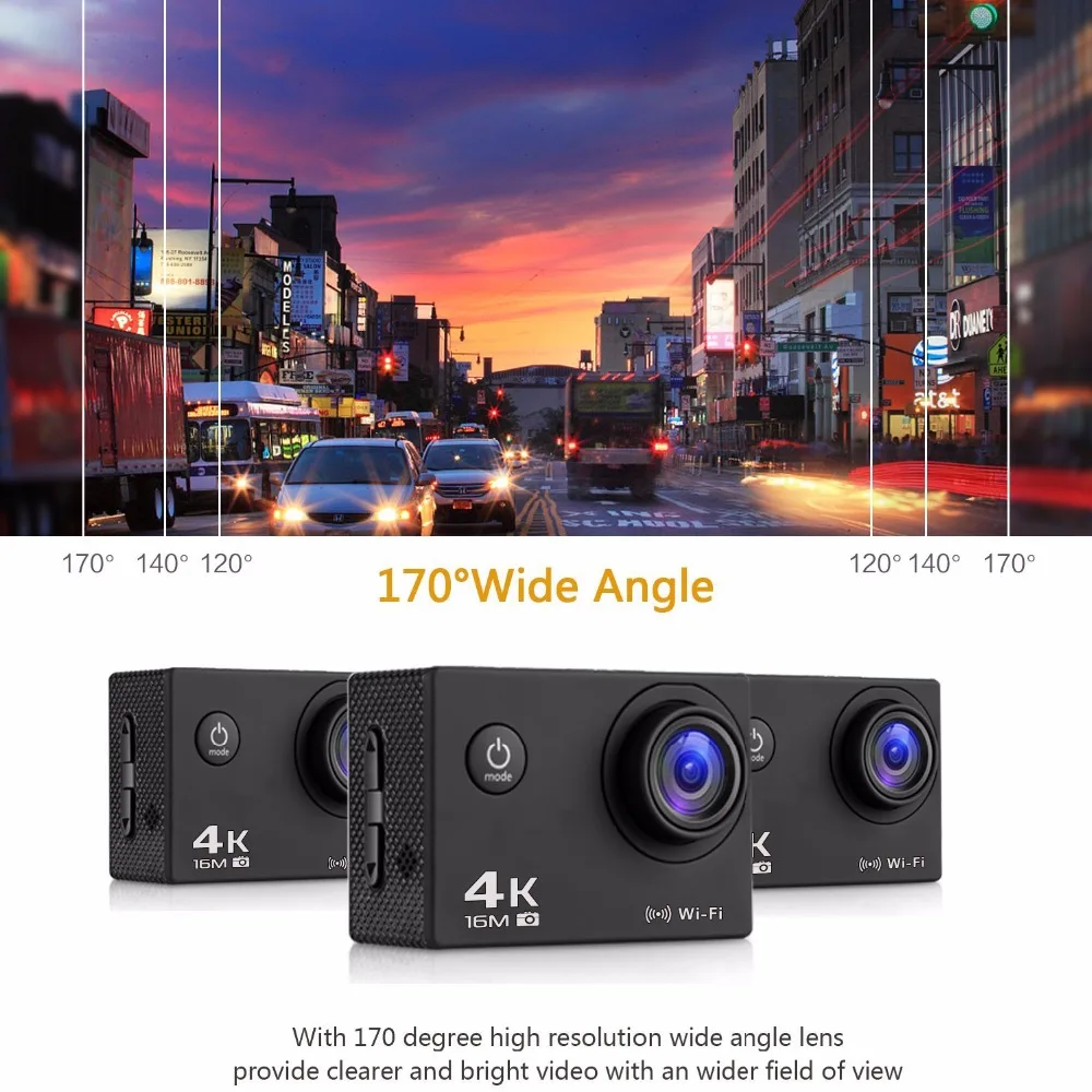 BAPASCO AT 30R Экшн камера Ultra HD 4 K/30fps WiFi 2 0 &quot170D подводный водонепроницаемый шлем видео