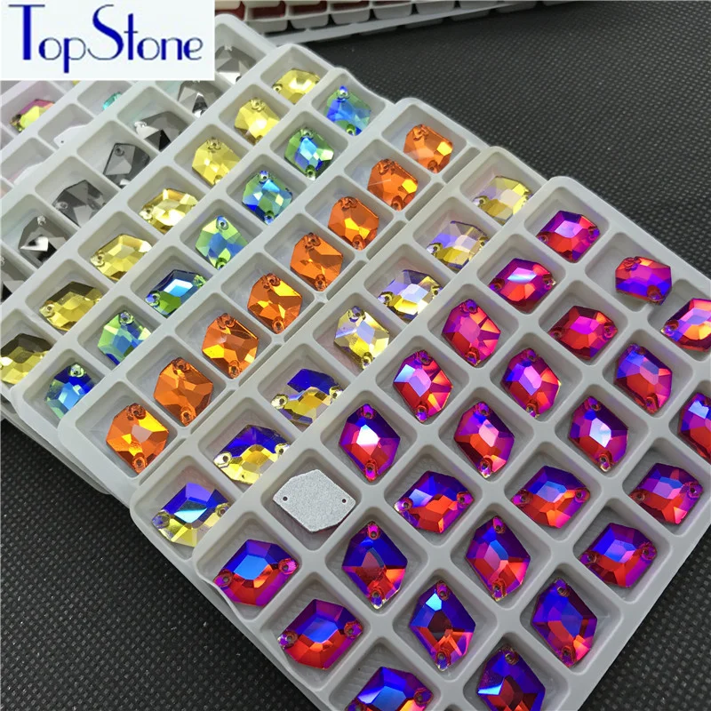 Стразы Topstone Cosmic с пришивным стеклом 13x17 мм 28 шт. все цвета с плоским основанием 2 отверстия пришивные камни для костюмированного платья