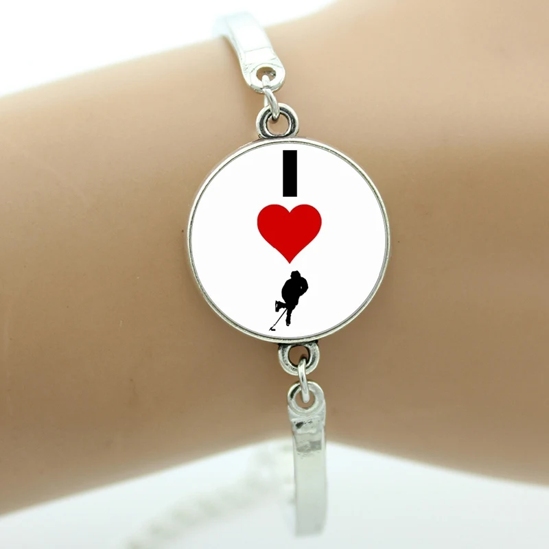 SP490 Tafree ювелирный бренд Keep Calm and love Хоккей браслет стекло кабошон купол поле хоккеист Подвески ювелирные браслеты SP481 - Окраска металла: SP490