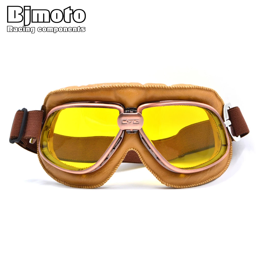 Bjmoto Drop shipping Scooter Street Offroad dirt Bike Goggles for glasses Vintage Motocross Pilot Cruiser