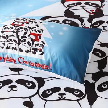 BlessLiving Christmas Tree Pillowcase Lovely Cartoon for Kids Pillow Case Panda Snow Pillow Cover Blue Animal Pillow 50x75cm 3