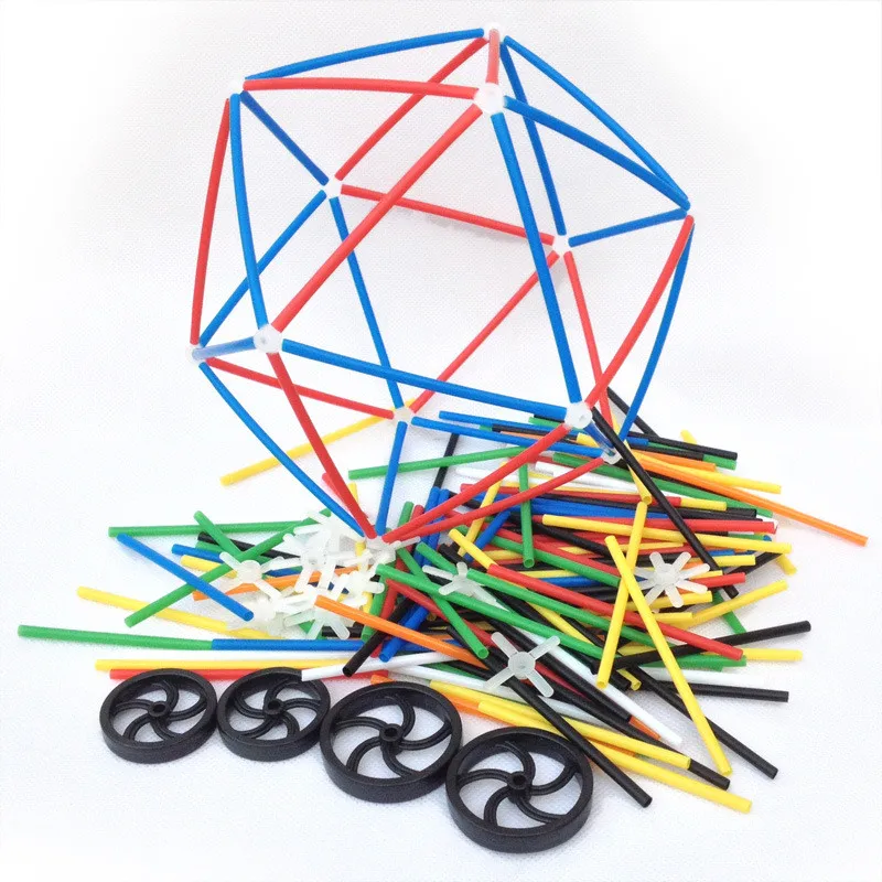 4D DIY Пластиковые toys180шт пластиковые трубы + 100 шт соединители соломенные бои