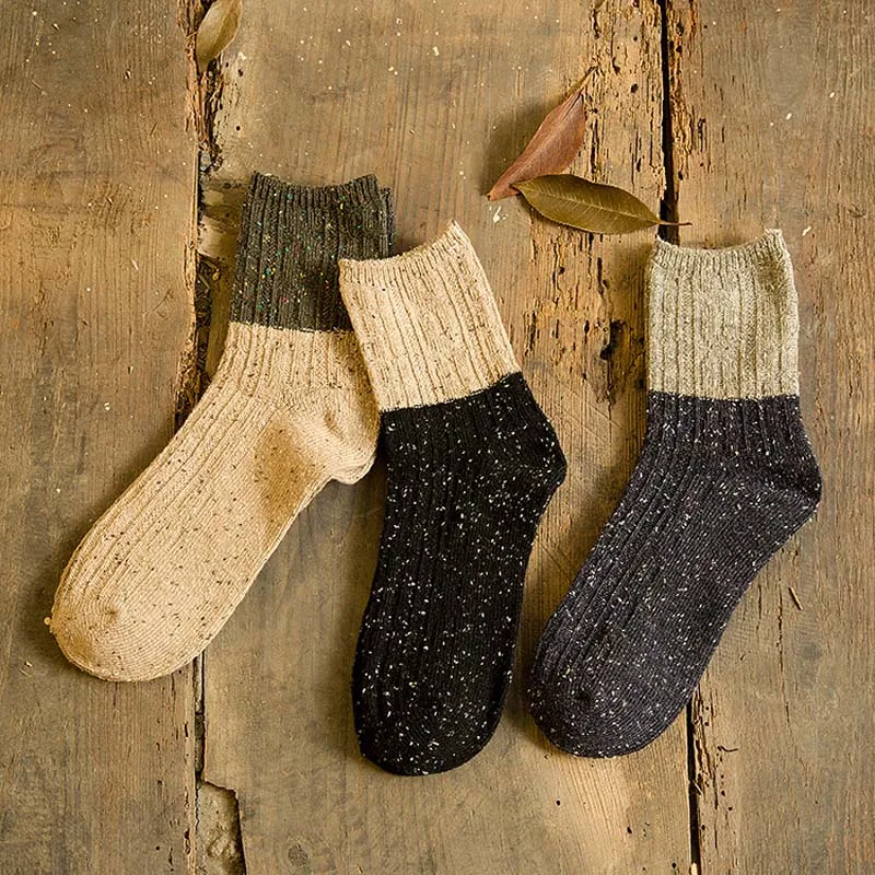 

Winter Women Retro Knee Socks Japanese Kawaii Woolen Tube Socks Cute Colorful Cotton Sock