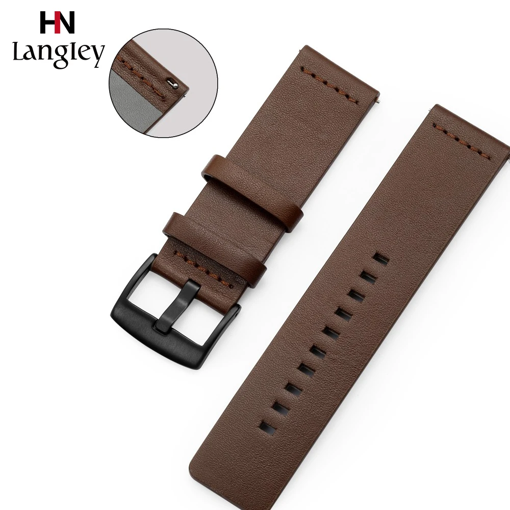 

18 20 22 24mm Universal Quick Release Genuine Leather Watchband For Samsung Galaxy Watch 42mm 46mm Gear S2 S3 S4 Bracelet Straps