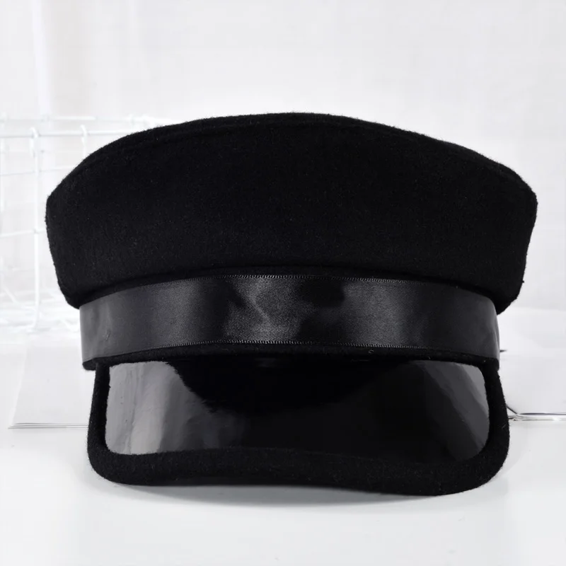 ПУ кожаная военная шляпа весна хлопок моряк для женщин мужчин черный серый