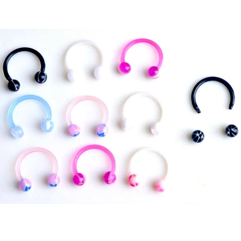 Кольца Акриловые Гибкие для пирсинга ювелирное изделие носа мягкие циркулярные