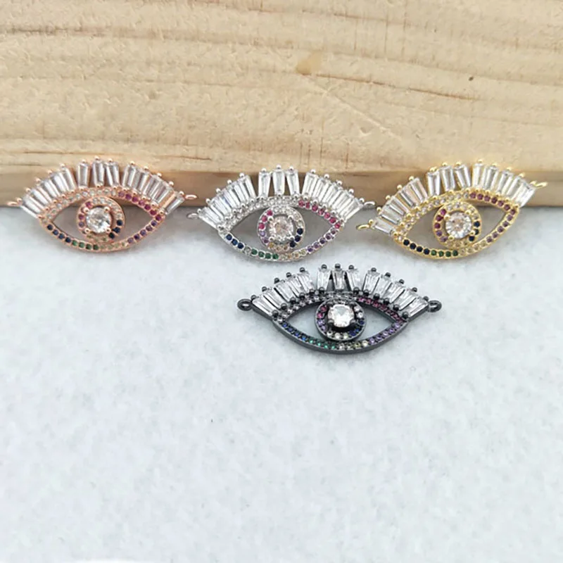 

10pcs CZ zircon Micro Pave Lucky eyes Connector,Double Bails Beads Charm,for DIY Bracelets Jewelry Finding CT336