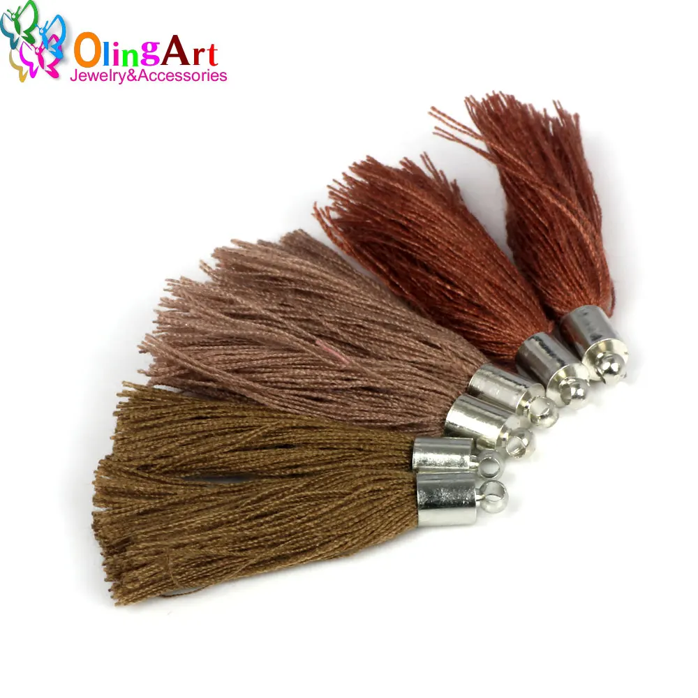OlingArt 40 мм 6 шт смешанные цвета хлопок шелковый атлас амулеты кисточки DIY ожерелье