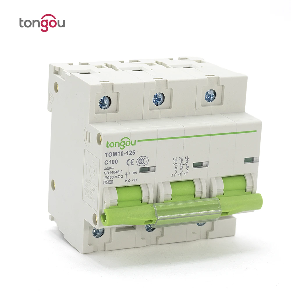 

81 mm 3 Pole 80A 100A 125A MCB 10KA High Breaking Capacity Curve C Miniature Circuit Breaker TOM10