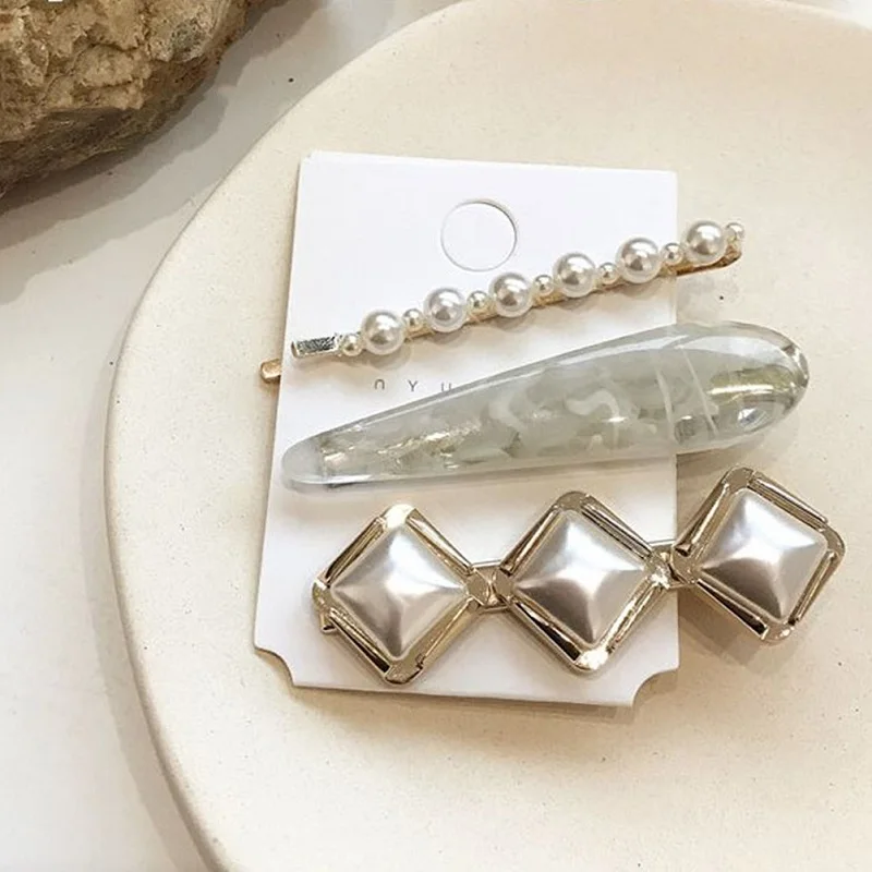 3 шт./компл. Ins корейские жемчужные заколки для волос женщин и девочек