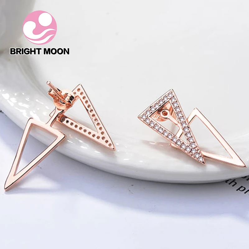 Яркая луна Jewelry Серьги гвоздики реальные 925 пробы серебро ювелирные изделия