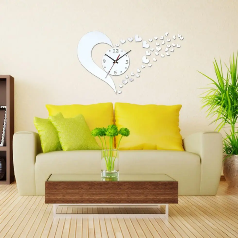 Home decor старинные современный diy 3d декоративные зеркала настенные часы sticker для