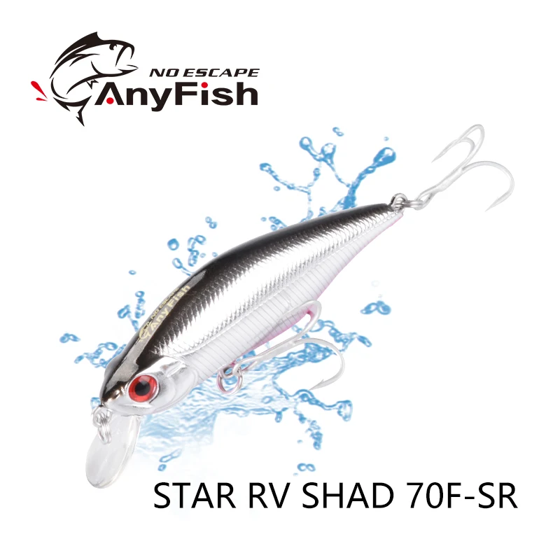 

Рыболовная приманка ANYFISH RV SHAD 70F-SR, 7 см, 9,3 г, жесткая приманка с 2 рыболовными крючками, искусственная приманка 3D, воблер с глазками глубина 1-1,2 м