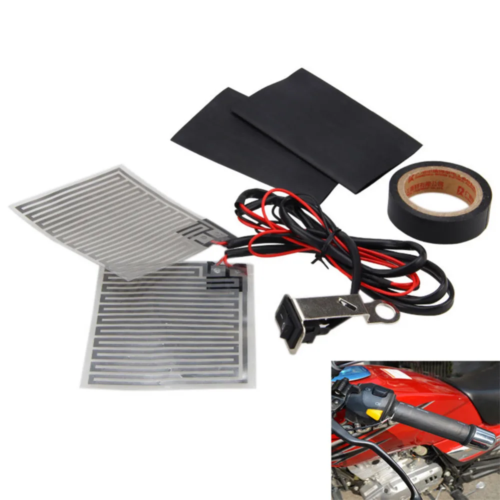12V Motorcycle Electric Heating Handle Kit Heated Grip Pads+Heat Resistant Tape+Heat Resistant Covers Handlebar Pad