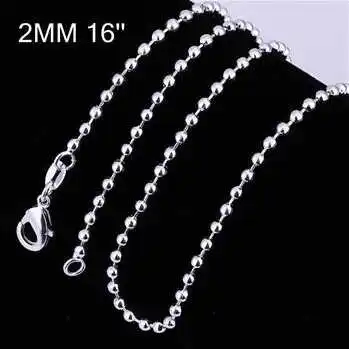 Горячая продажа новейшие цепочки Серебряные Позолоченные 2 м 16 24 дюймовый шарик