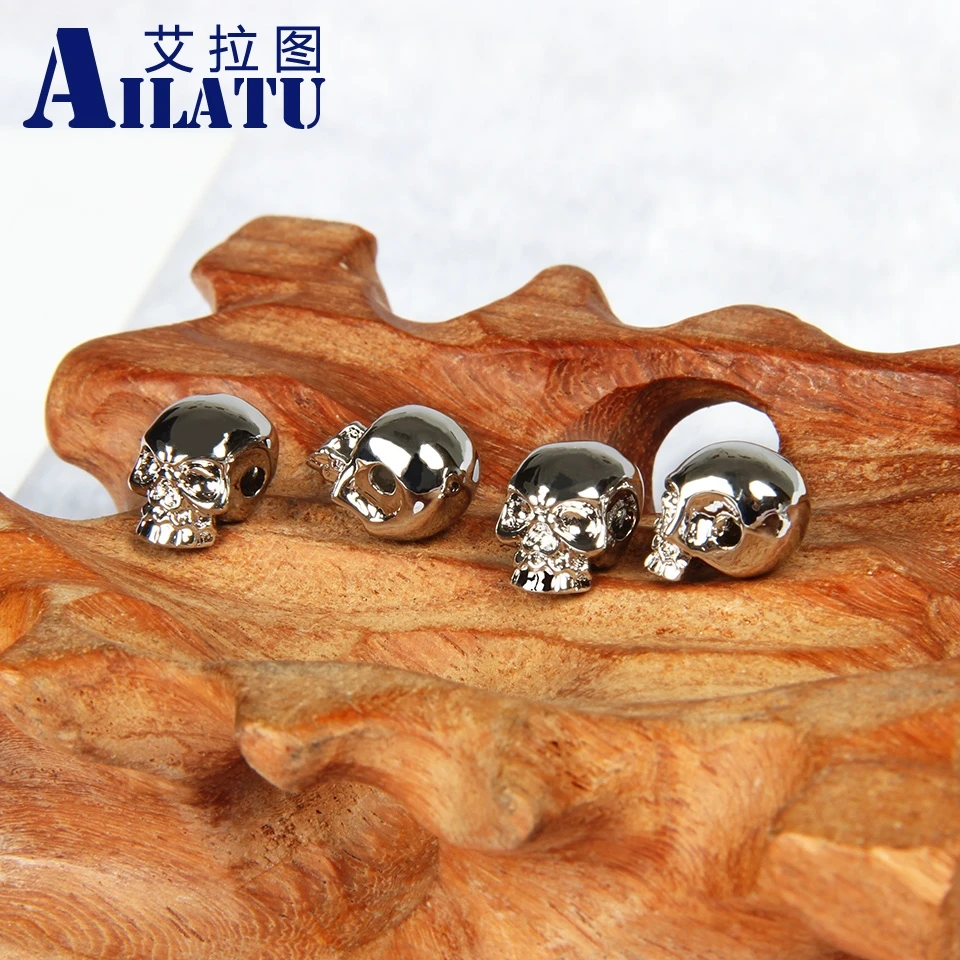 Ailatu, 10 шт./лот, известный бренд, браслет с черепом, медные аксессуары, высокое качество, сделай сам, бусины для модных мужчин, ювелирные изделия