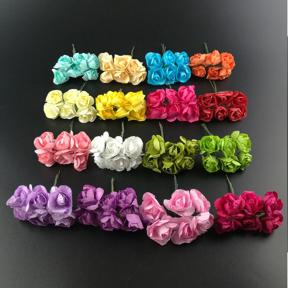 

144Pcs/lot Artificial Paper Rhododendron Flowers Bouquet DIY Wedding Decoration Paper Flower for Scrapbooking Flower