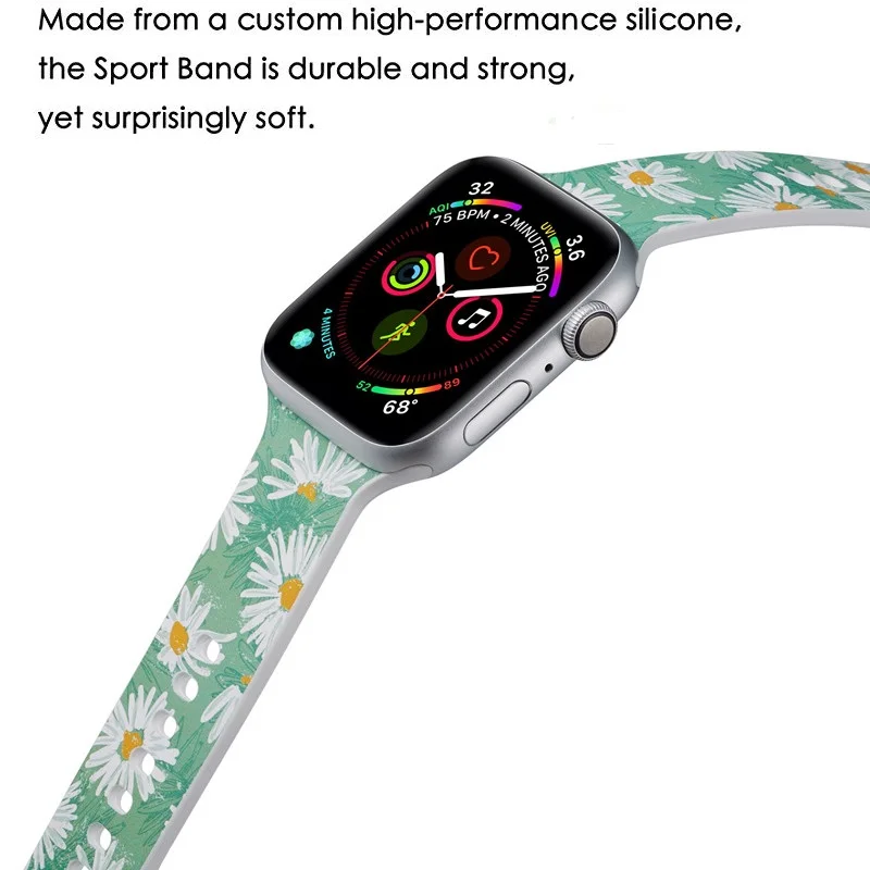 Дизайнерский силиконовый ремешок для наручных часов для Apple Watch серии 5/4 40 мм 44 мм спортивный браслет для iWatch 3 2 1 42 мм 38 мм