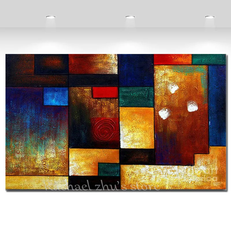 Супербольшая ручная роспись Современные Абстрактные цветные блоки картина