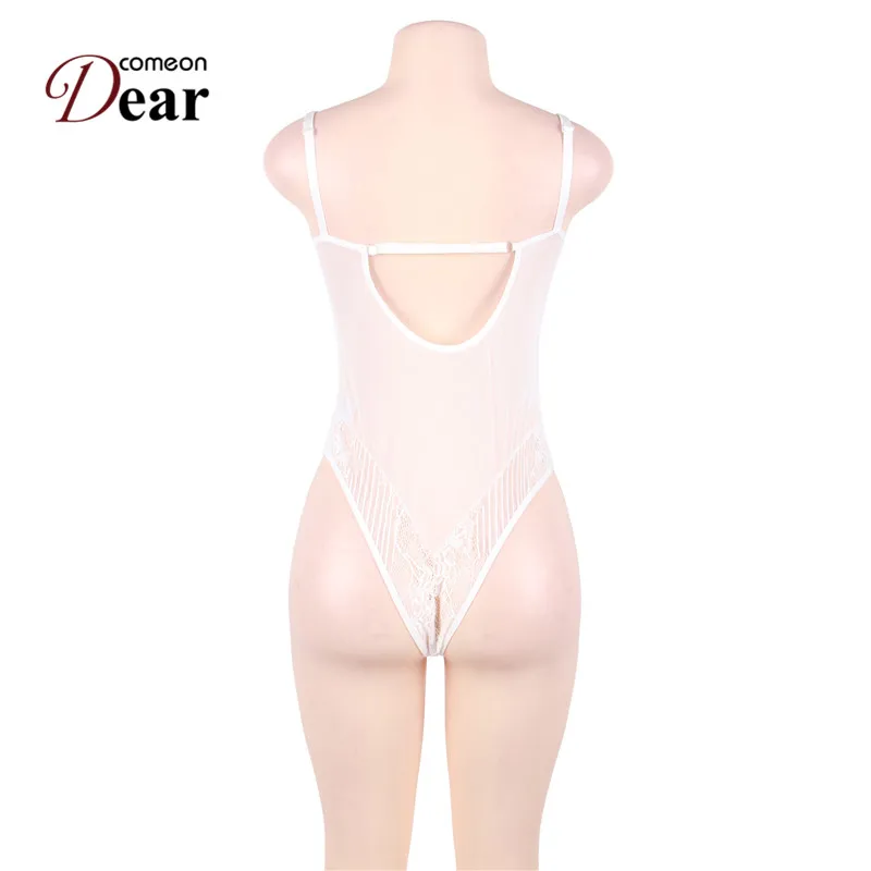 Comeondear Кружевное боди-бюстье Combinaison Femme кружевной Цветочный комбинезон размера плюс летний женский комбинезон RK80536