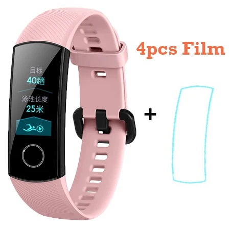 pink add 4pcs film huawei Honor Band 4 стандартная версия смарт-браслет сенсорный цветной экран монитор сердечного ритма во время сна водонепроницаемый - Цвет: pink add 4pcs film