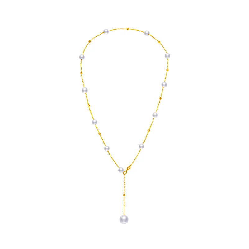 white pearl YS жемчужное ожерелье 18 К из чистого золота Au750 с натуральным культивированным пресноводным жемчугом, ожерелье с цепочкой для женщин и девушек, качественное ювелирное изделие - Цвет камня: white pearl