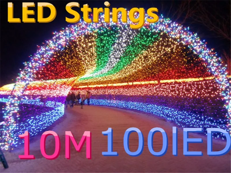 YIYANG разноцветный 100 светодиодный свет шнура 10 м 220 в 110 В Украшение Света Рождественская вечеринка дерево свадьба с 8 режимами cordoes светодиодный