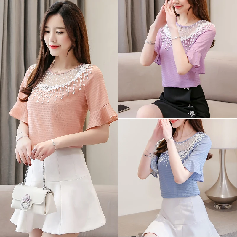 

blusas mujer de moda 2019 blouse women blusas shirt womens tops and blouses blusas mulher elegantes Short Chiffon blouse 4593 50