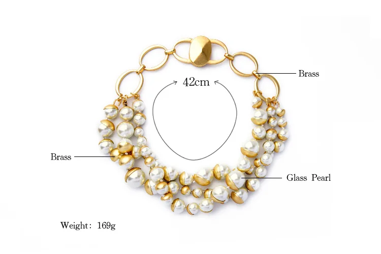 Винтажное массивное ожерелье из бисера элегантное колье искусственного жемчуга