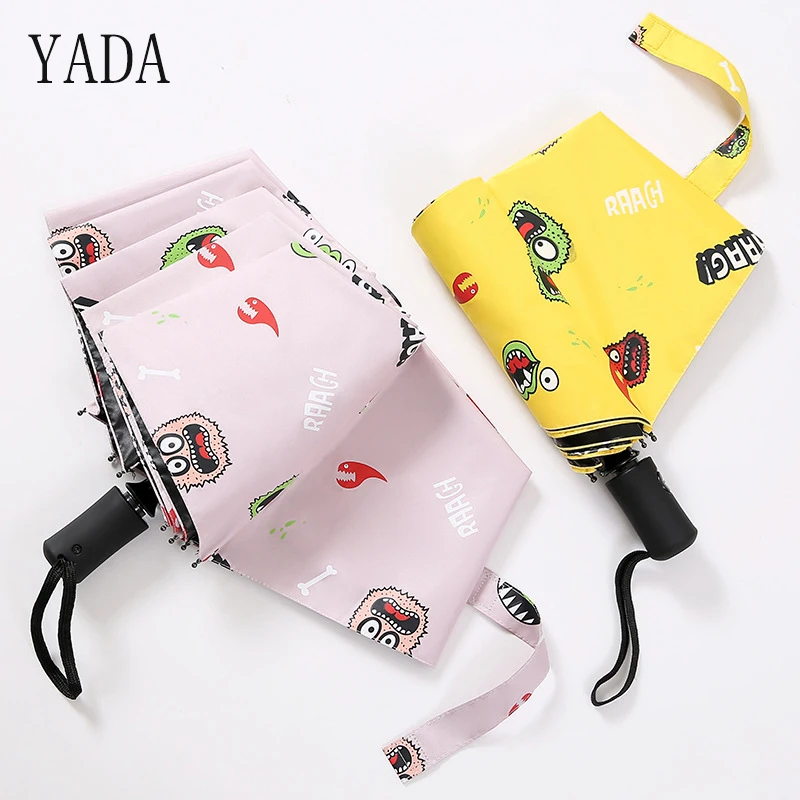 

YADA New Creative Design Cartoon Funny Pattern Folding Rainy Automatic Umbrella Anti-UV Rainproof Sun Protection Umbrellas YD006