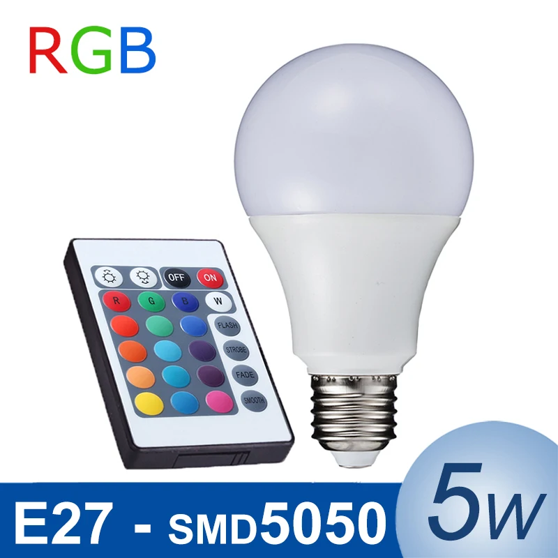 5 Вт светодиодная RGB лампа E27 Светодиодная 110 В 220 SMD5050 праздничное украшение 16